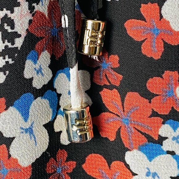 Tommy Hilfiger Blouse Women Size Small Floral Mushroom Mixed Print Pintuck - Picture 4 of 13